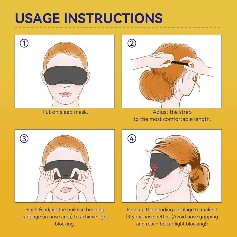 Cotton Sleep Eye Mask - Updated Design Light Blocking Sleep Mask, Soft and Comfortable Night Eye Mask for Men Women, Eye Blinder for Travel Sleeping, Includes Travel Pouch, Black