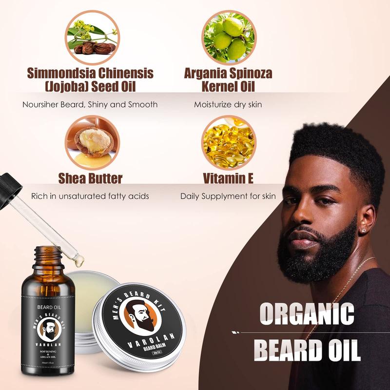 Beard Grooming Care Kit for Men, Birthday Gifts for Men with Beard Oil, Balm, Brush, Wash, Wax, Comb, Scissors Hair Care Comfort