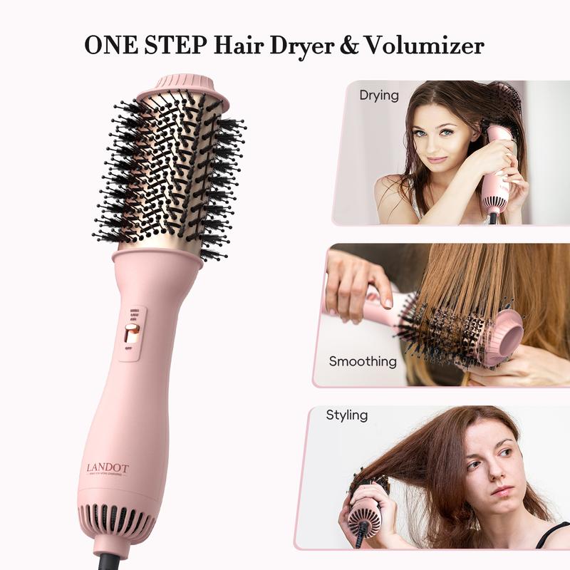 LANDOT Blowout Brush One-Step HairDryer Thermal Brush Smoothing Salon Plug Titanium ComfortA Moment for You 