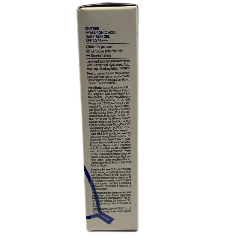 ISNTREE Hyaluronic Acid Daily Sun Gel 50ml, 1.69 fl oz with SPF 30 PA+++