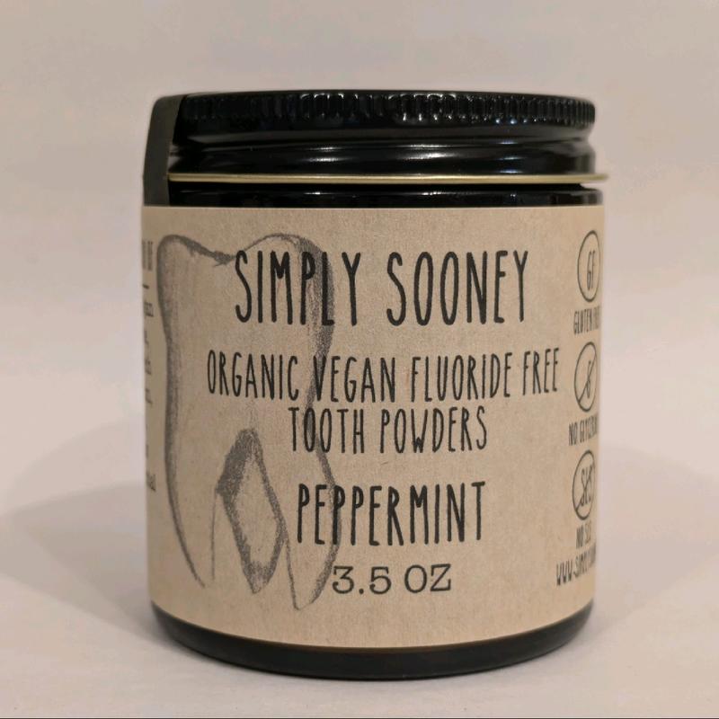 Glass Jar Organic Vegan Fluoride Free Remineralizing Tooth Powder