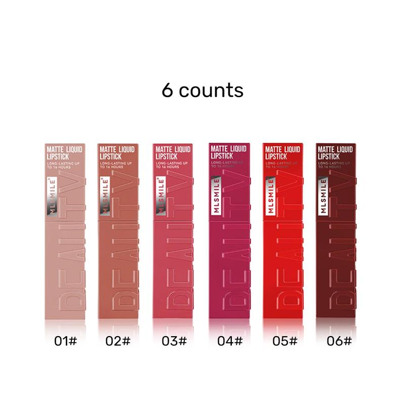 Long Lasting Lip Gloss, 6 Counts set Matte Lipstick, Moisturizing Lipsticks for All Occasions Lip Makeup, Girls and Women Makeup Accessories