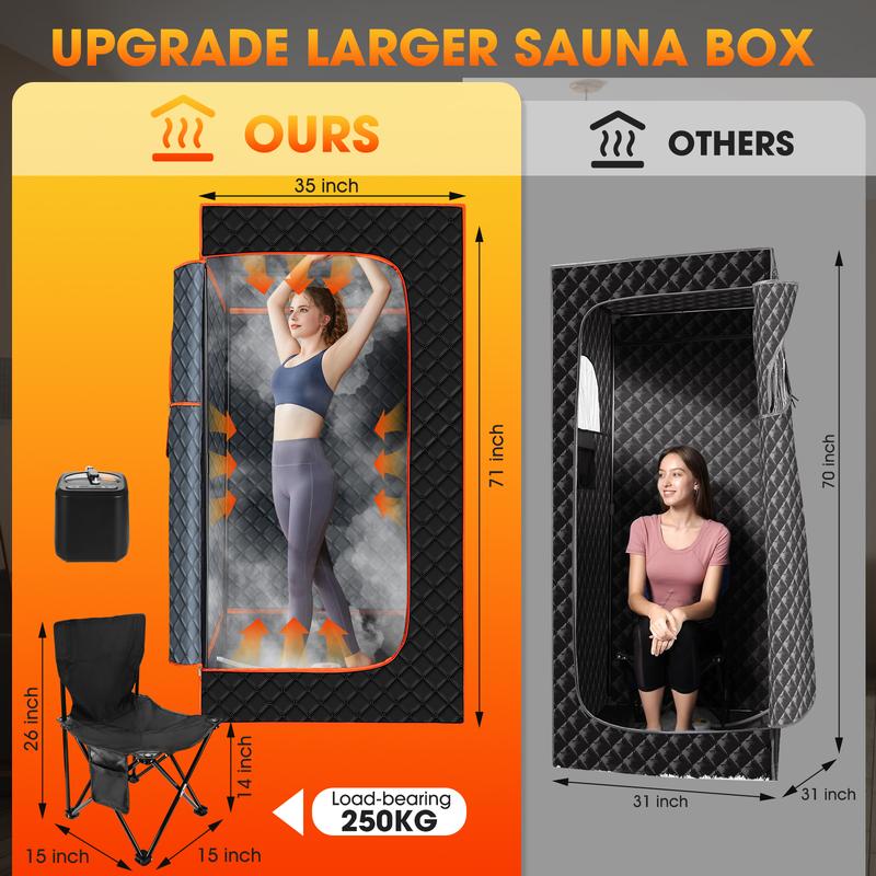 Portable Sauna for Home,Full Body Sauna Box,Personal Sauna Steam Sauna Tent at Home Spa with 3L 110V Steamer,2024 Home Sauna for Gym,Pilates,Garage,Hot Tub(36 * 36 * 71inch)