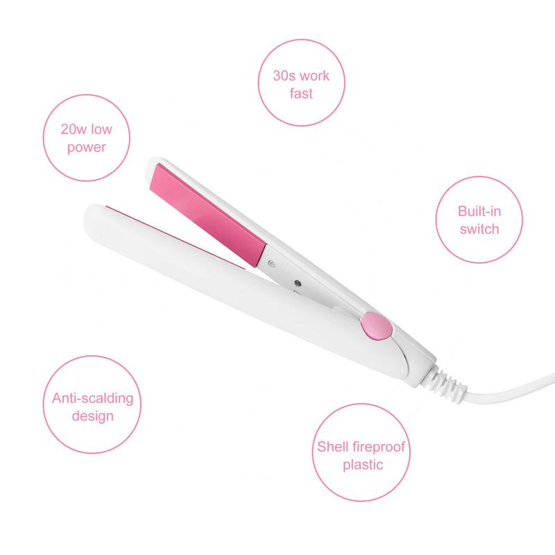 2 in 1 Mini Hair Straightener (US Plug, White): Ceramic Tourmaline, Portable for Home Comfort