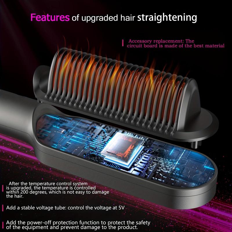 Electric Hair Straightener Comb, Multifunctional Hair Straightening Comb, Wet & Dry Hair Styling Tool for Home & Salon Use, Christmas Gift