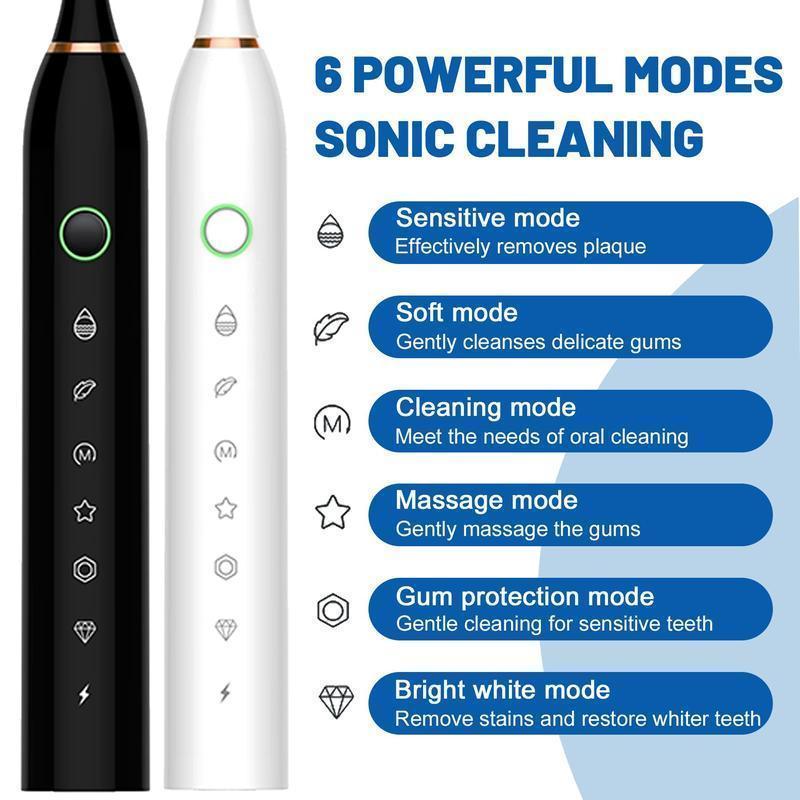 Electric Toothbrush Set, 1 Box Rechargeable USB Electric Toothbrush with 4 Counts Replacement Head, Teeth Cleaning Tool, Sonic Electric Toothbrush for Adults