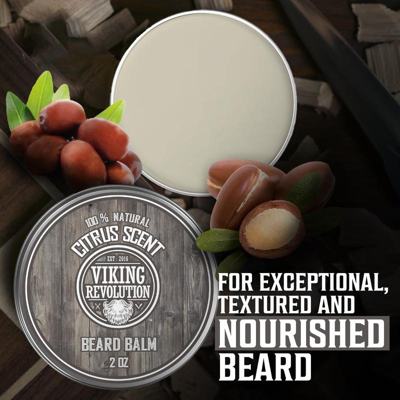 Viking Revolution Beard Balm - All Natural Grooming Treatment with Argan Oil & Mango Butter - - 1 Pack Hair Care Fragrance