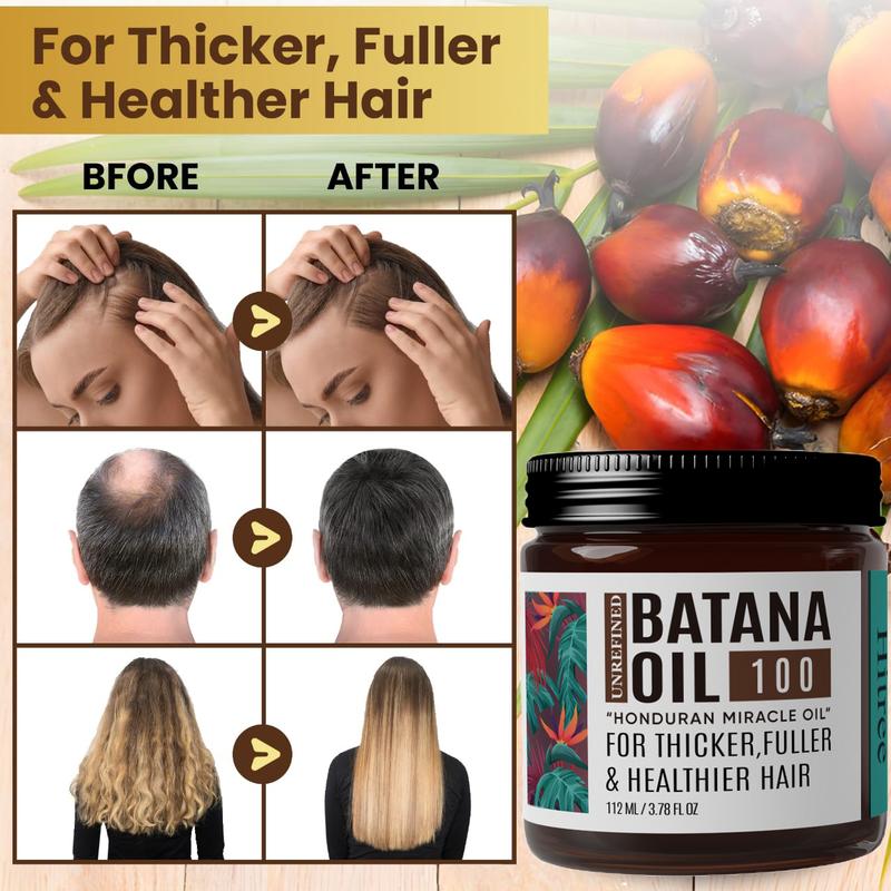 Hitree Batana Oil for Hair Growth: 100% Organic and Pure - Dr. Sebi approved Batana Oil from Honduras Unrefined Promotes Hair thickness for Men & Women 3.78 OZ Hair Care Organic Shiny Moisture Comfort - Hair Nutrition Shampoo Comfort