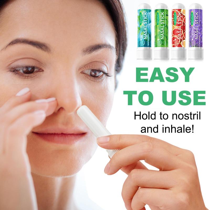 Natural Plant Essential Oil Nasal Stick, 4 Counts Refreshing Nasal Inhaler Stick, Nasal Congestion Relief Stick, Skin Care Product for Women & Men, Christmas Gift