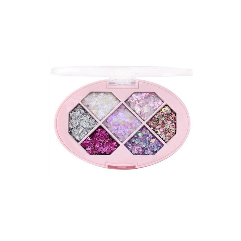 7 Color Glitter Eyeshadow Palette, Shimmering Eye Shadow Makeup Palette, Pigmented Eyeshadow Powder for Daily and Party