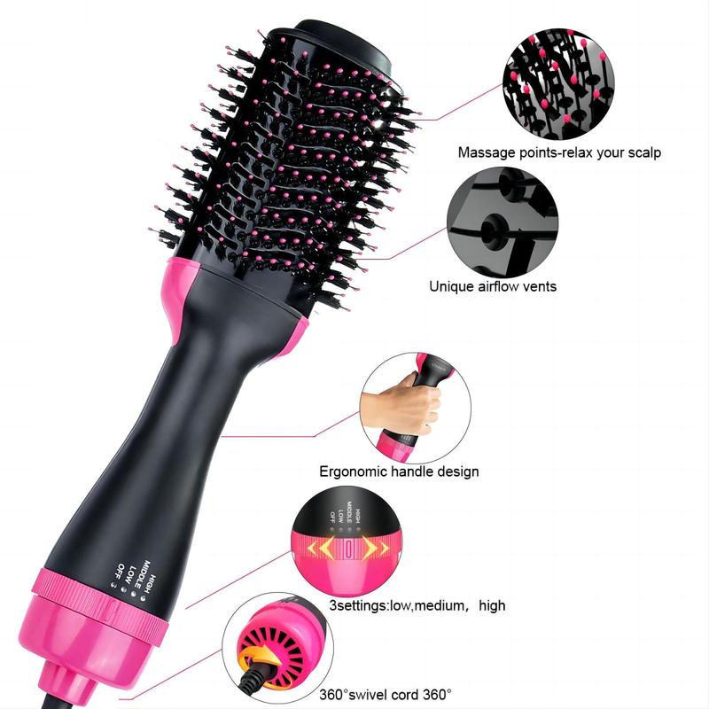 4 in 1 Hair Dryer Straightener, Multi-use Hair Dryer Brush with Aluminum Tube Comb Head, Lightweight Design Hot Air Comb for Home & Salon Use