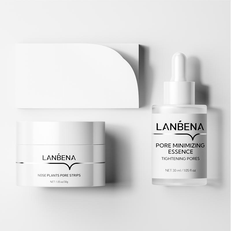 LANBENA Blackhead Nasal Mask 30g + Pore Shrinking Essence 30ml with 60 pcs of paper, Nose Plants Pore Strips Deep Cleansing