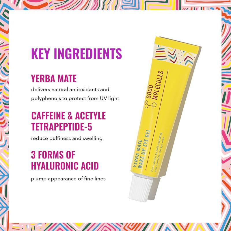 Yerba Mate Wake Up Eye Gel with Hyaluronic Acid & Caffeine - Hydrating Eye Treatment to Reduce Puffiness and Swelling, Face Skincare Essentials