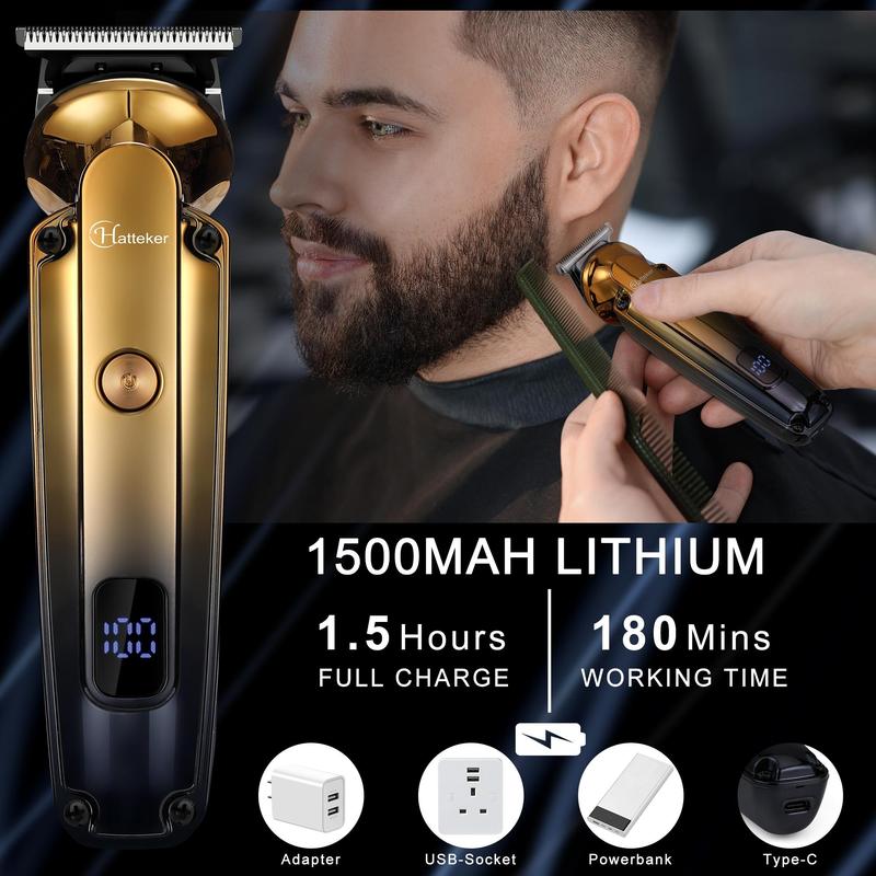 6 in 1 Electric Hair Trimmer, 1 Box Multifunctional Waterproof Hair Clipper with LED Display, Wet and Dry Use Grooming Kit for Men, Gift For Christmas & Fall, Winter Gift