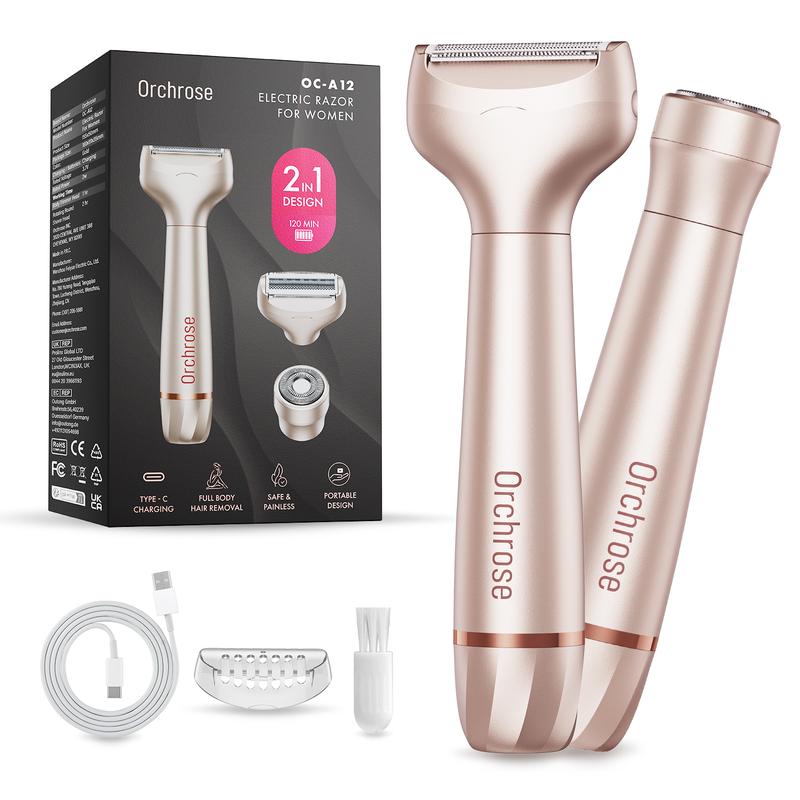 Electric Razor- 2 in 1 Shaver & Trimmer for Women,Portable Rechargeable Hair Removal Kit for Face,Body,Leg, Bikini,Underarm &Arm Gift Smooth Comfort