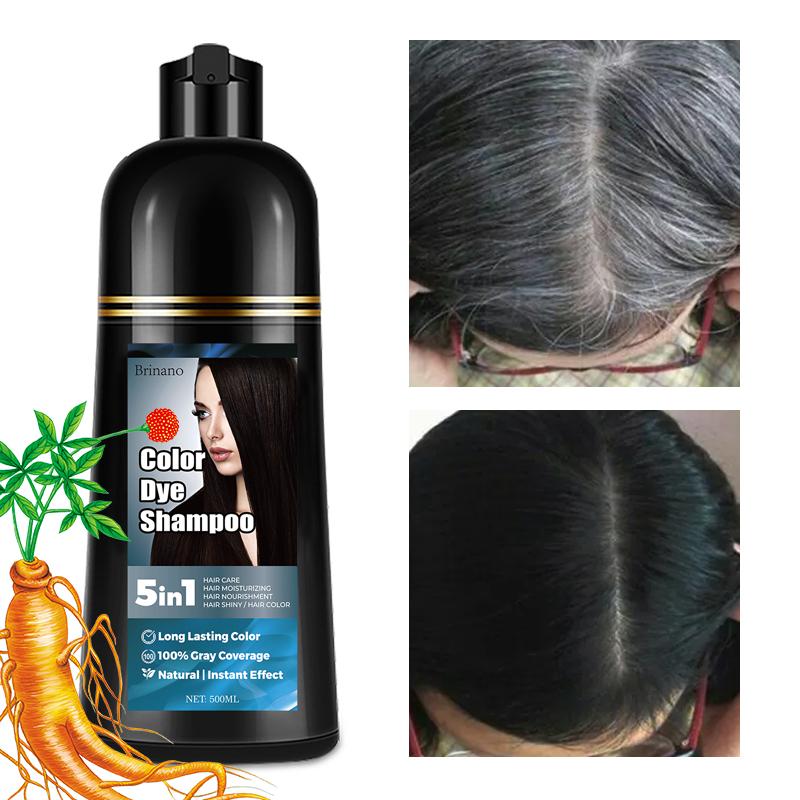 5 in 1 hair dye shampoo 500ml gray coverage+100% herbal ingredients moisturizing hair dye does not harm the skin, has no irritating odor, is easy to operate, used for hair care, nourishment, moisturization, and hair gloss Haircare Coconut Color Gentle