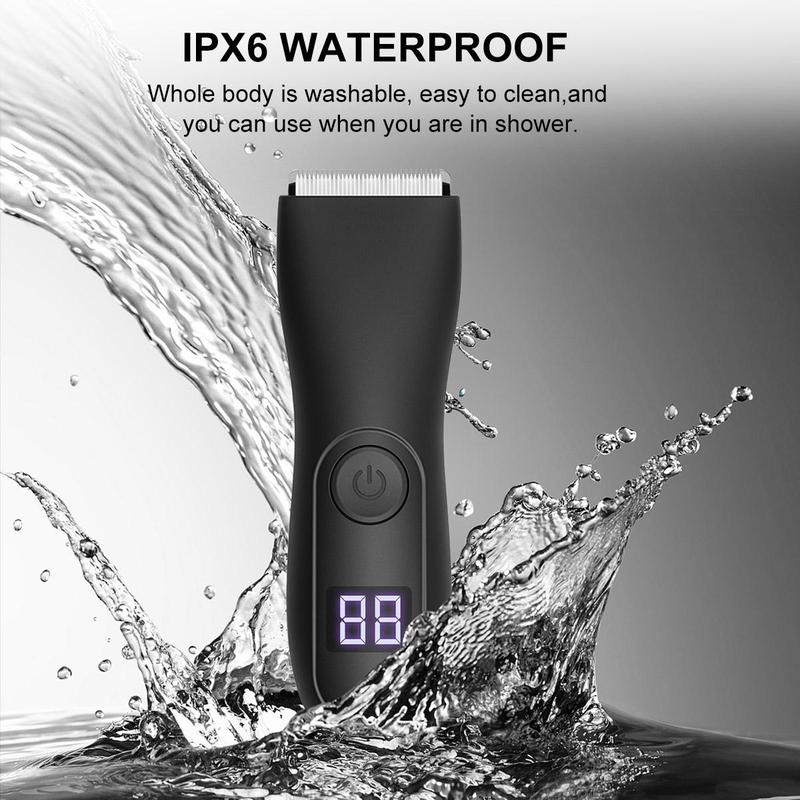 Electric Groin Hair Trimmer, 1 Box Waterproof Body Hair Trimmer, Men Pubic Hair Trimmer, Cordless Men Body Shaver Groomer, Gift for Men