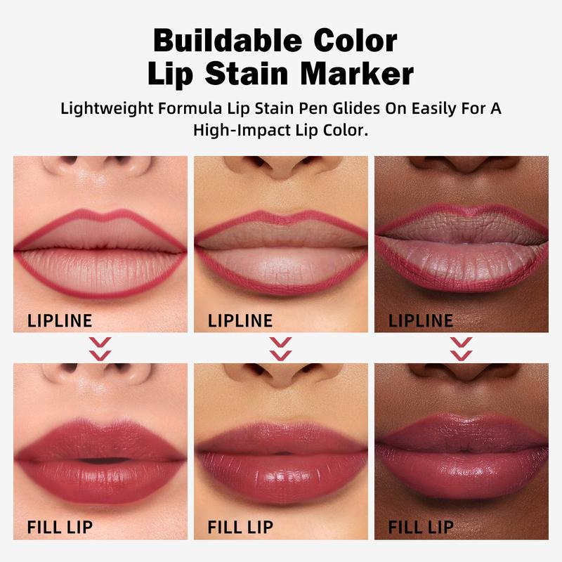 KIMUSE Lip Stain Marker Set  Waterproof Smudgeproof Lip Liner Matte Lip Makeup Color Lipliner