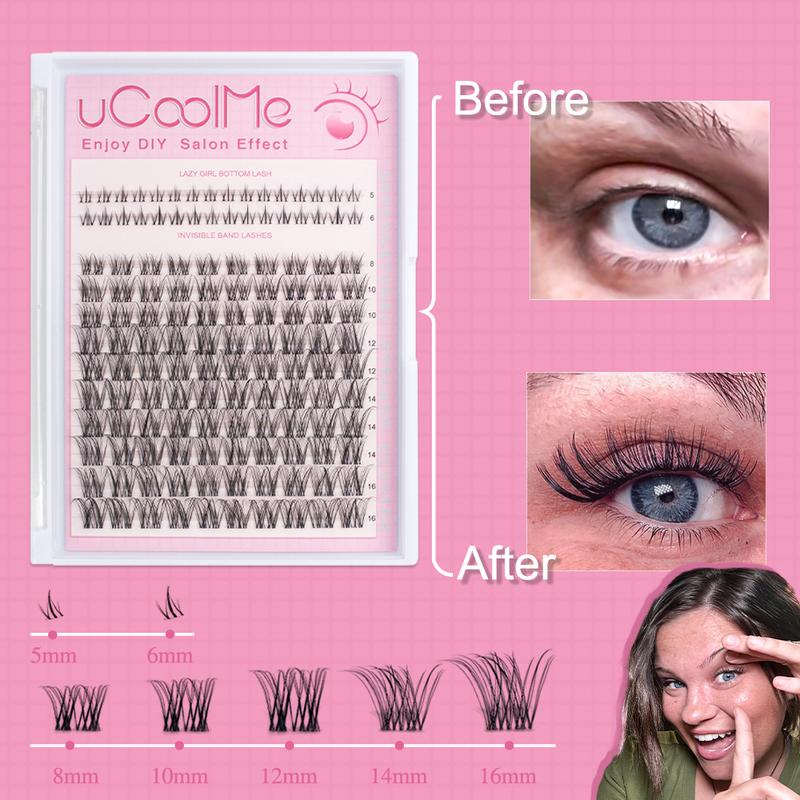 uCoolMe Lazy Girl&Venus with Invisible Band Lash DIY Extension Kit | Natural Bottom Lash | Bond Seal and Remover | Upgrade Invisible Band | for Makeup Party Daily Life Eyelashes Cosmetic Lash Extensions Eyelash Extensions winter gift