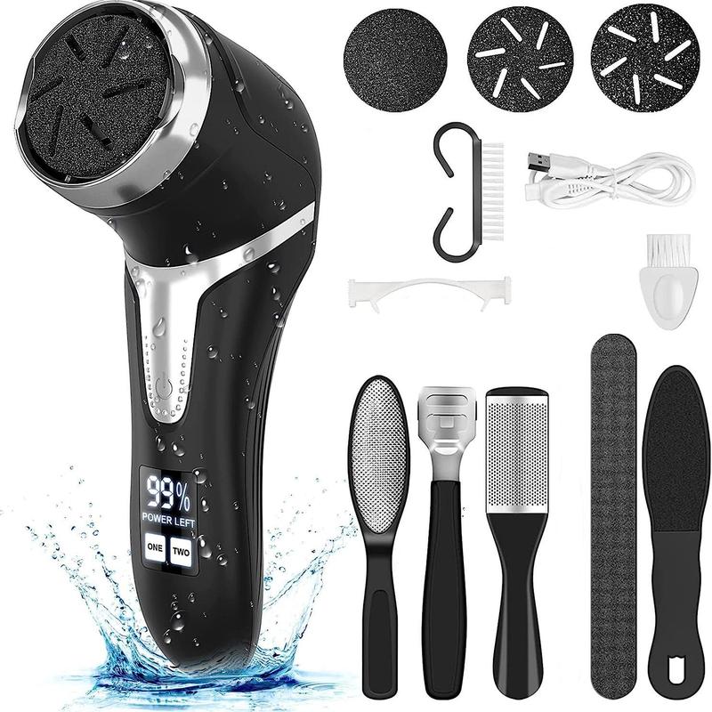 Rechargeable Electric Foot Callus Remover, Waterproof LCD Display 3 Heads 2 Speeds Electric Callus Remover for Feet with Vacuum, 8 in 1 Professional Pedicure Tools Kit, Christmas, Christmas Gift