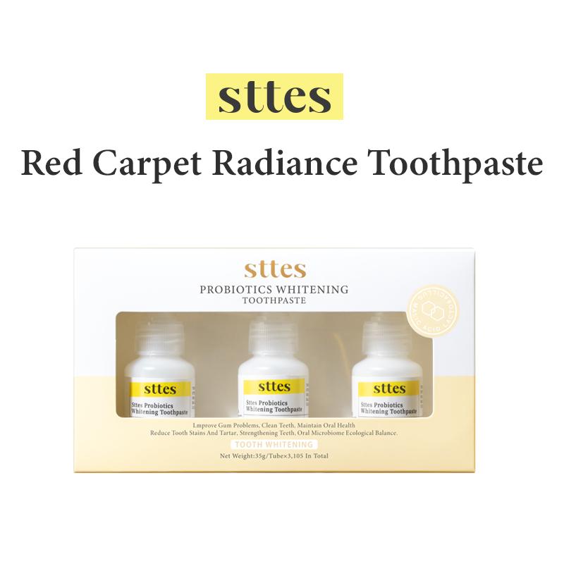 Sttes Red Carpet Brightening Toothpaste: Probiotic toothpaste, fresh breath, confident smile! 3 bottles box