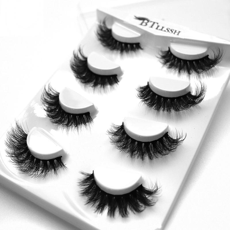 4 Pairs Full Eyelashes Thick Curling False Eyelashes, 17mm Fluffy Eyelashes For Party Eye Makeup, Christmas Gift