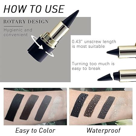 4Pcs Black Brown Silver Gray Gel Eyeliner Pencil Set, Waterproof Smudge Proof,Cat Eye Makeup Stencil,Smokey Eyeshadow Stick, Makeup, Lipliner Cosmetic