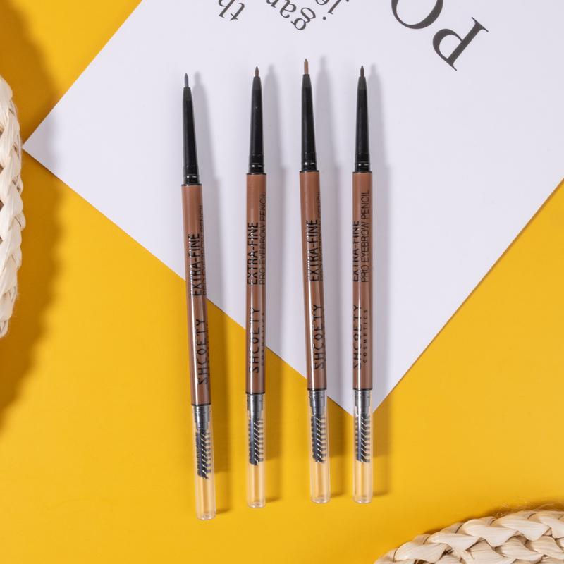 SHCOETY Double head ultra-Fine Eyebrow Pencil 4-color natural long-lasting waterproof, sweat resistant and non-smudding ultra-fine core Makeup Cosmetic