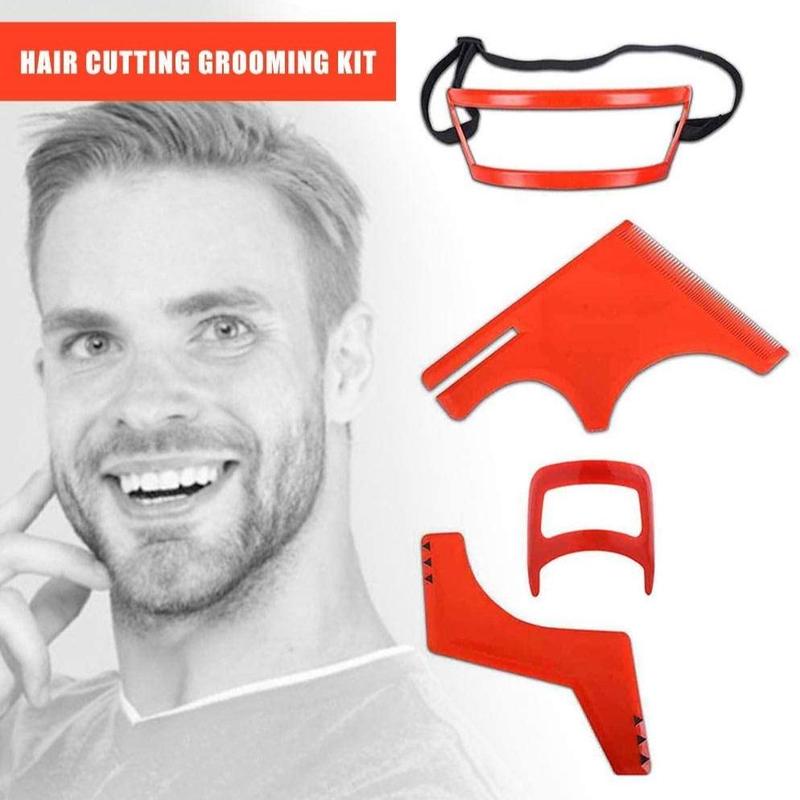 Beard Shaping Tool Kit, 4 Counts set Beard Hairline Shaping Tool Kit, Heatless Styling Tools for Men, Beard Styling Cutting Hairline Grooming Tool