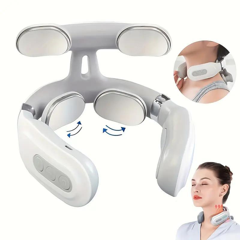 4-head Pulse Massager, 1 Count 9-level Pulse Heating Neck Massager, Neck Protector for Soothing Cervical Spine and Relieving Neck Muscle