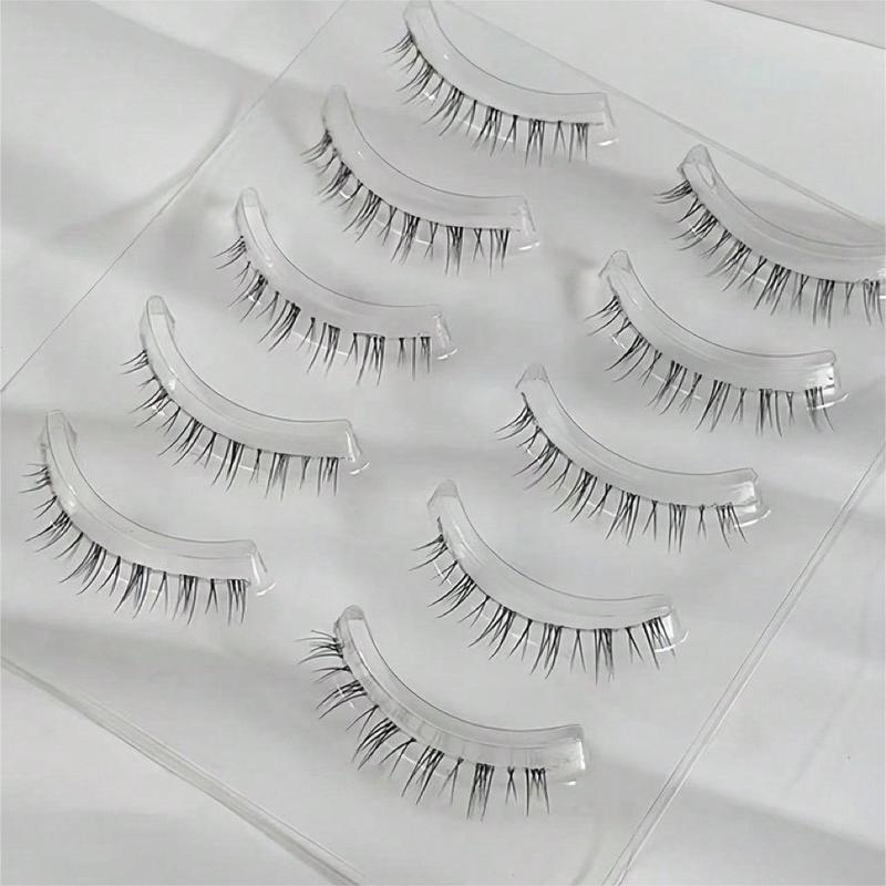 Natural False Lower Eyelashes, 5 Pairs Wispy Cat Eye Faux Cluster Lashes, Volumized False Eyelashes for Women and Girls Eye Makeup Enhancement