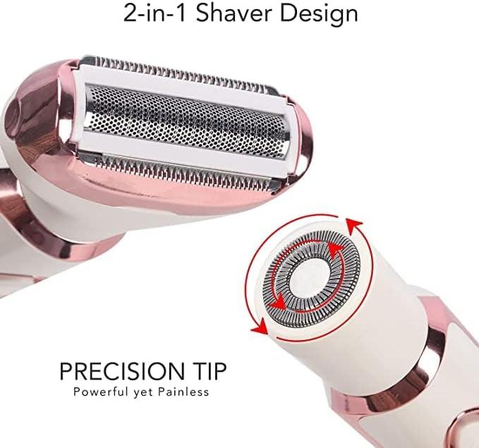 Electric Razor- 2 in 1 Shaver & Trimmer for Women,Portable Rechargeable Hair Removal Kit for Face,Body,Leg, Bikini,Underarm &Arm Gift Smooth Comfort