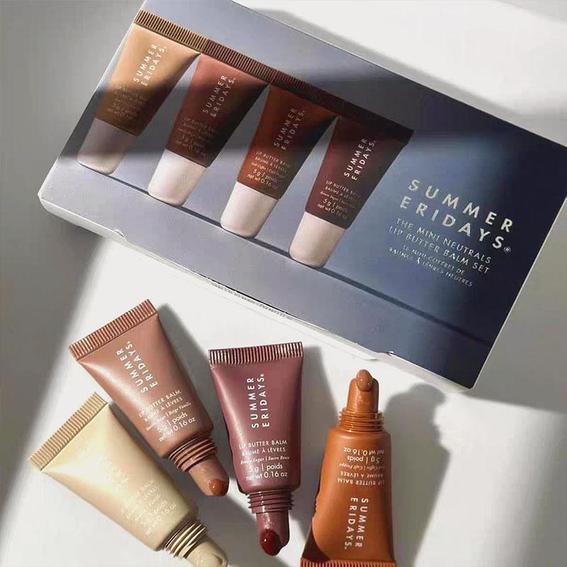 The Mini Neutrals Lip Butter Balm Set，4 Flavors and Colors，moisturize lips，Autumn and winter hot-selling item，Prevent dryness and cracking