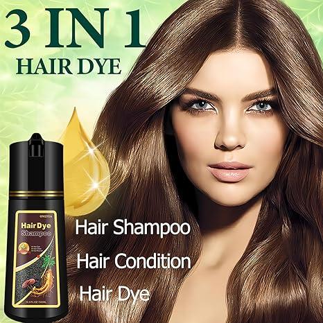 Instant Coffee Hair Dye Shampoo,Herbal Ingredient Light Brown Hair Color Shampoo for Women Men,16.90 Fl Oz Brown Hair Shampoo，Safe & Easy to Use Haircare Shampoo