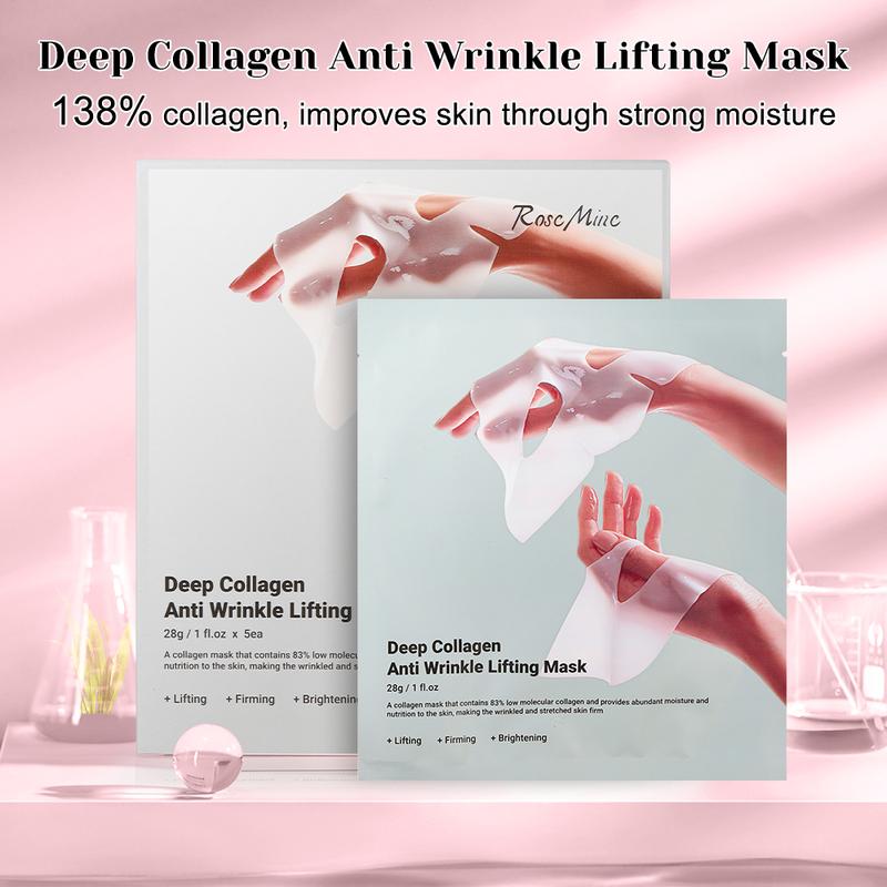 JOYYE Deep Collagen Face Mask, Moisturizing Face Mask, Face Masks for Women, Moisturizing Skin Care, All Skin Types, Comfort - 5PCS