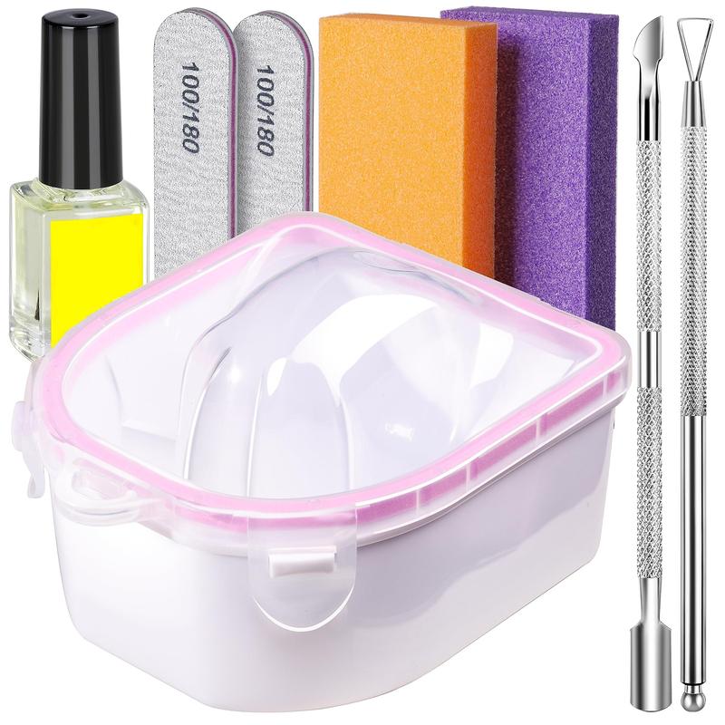 Nail Soaking Bowl, Soak Off Gel Polish Dip Powder Remover, Manicure Bowl for Hand, Cuticle Remover Tools, Nail Brush, Cuticle Pusher,Cuticle Oil, Cuticle Peeler,Nail File Buffer