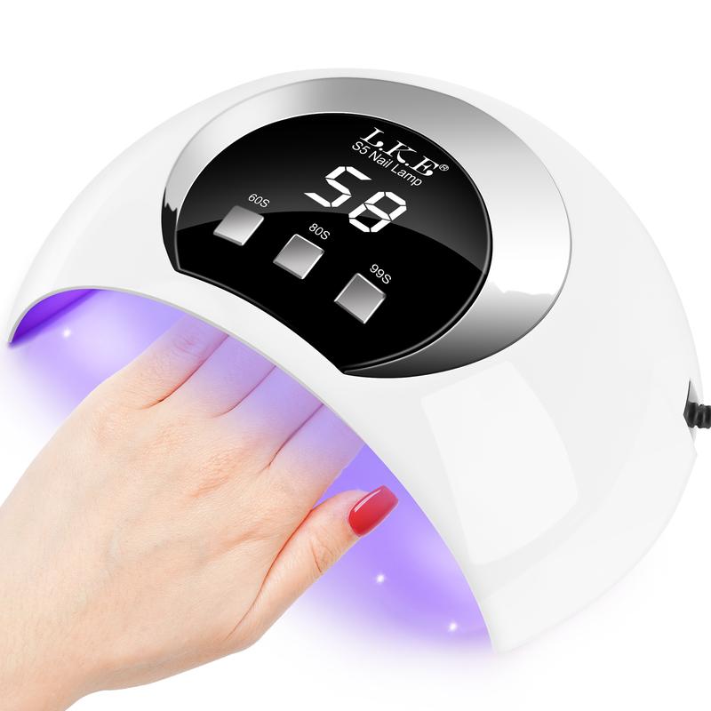 LKENail S5 UV LED Nail Lamp, Christmas Upgrade Nail Dryer 54W Gel Nail Polish Curing Lamp 3 Timer settings UV Nail Lamp LED Nail Lamp for Gel Nail Polish Kit Nail Light White Nail Art Nail Care Drying Gifts for Girlfriends