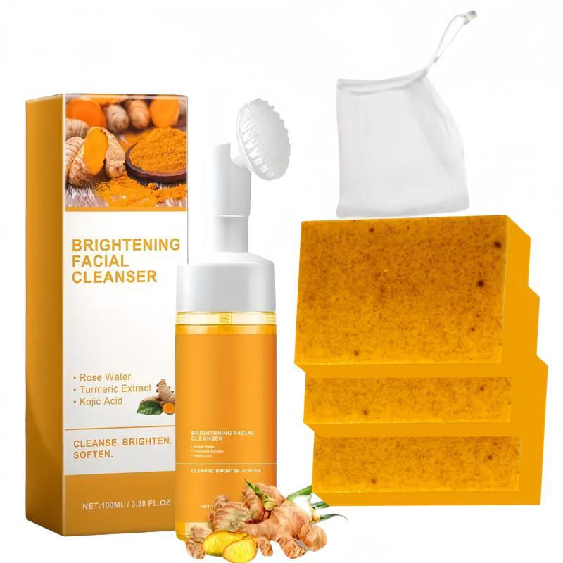 Turmeric Wash and Care twoPieceSet, TurmericCleansing Mousse,Turmeric SoapFacial CleansingSkincare FacialCleansing CleanserFacial Wash