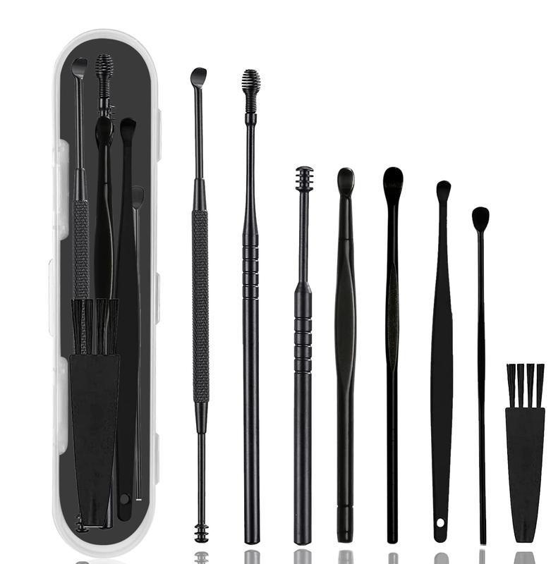 8-Piece Black Ear Wax Kit - Professional Cleaners!