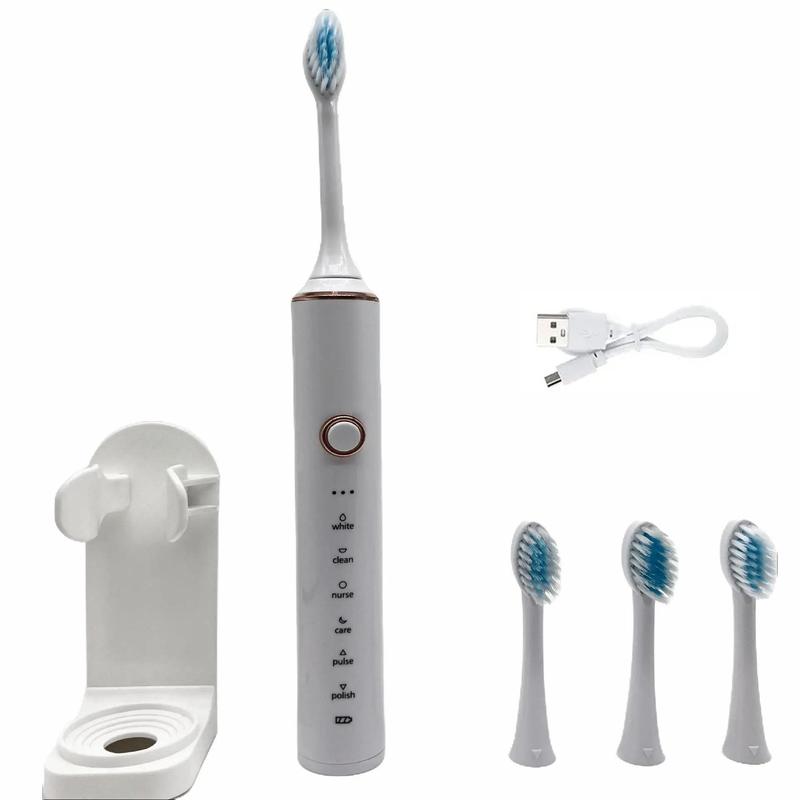 Adult Sonic Electric Toothbrush - Rechargeable Electric Toothbrush with 4 Brush Heads and Stand, Electric Toothbrush with Stand, Smart Toothbrush that Charges for 3 Hours and Can Be Used for 120 Days