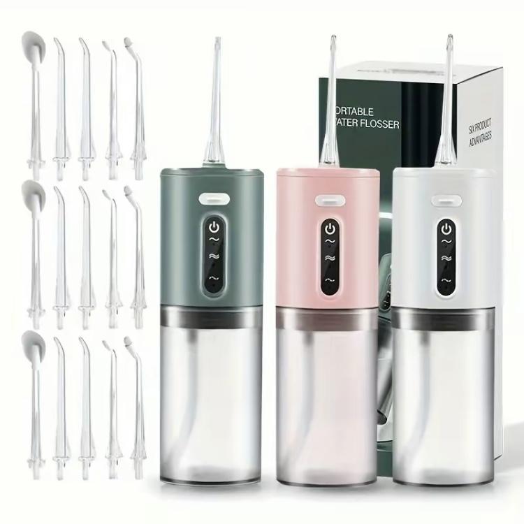 Portable Oral Irrigator, 1 Box with 4 Counts Nozzles Rechargeable Electric Water Flosser & Accessories, Household Oral Care Tool for Home & Travel