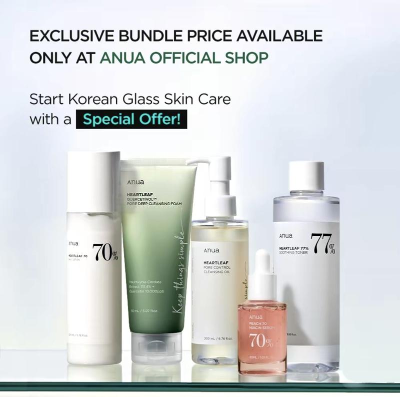 [Anua Official Shop] KoreanGlass Skin Set (Daily skincare routine forclear skin) Cleanser + foam + Toner + Serum+ Moisturizer