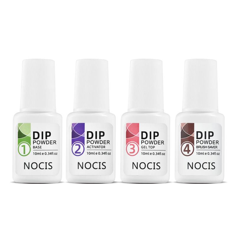 Dip Powder Nail Kit, 4 Counts set Nail Art Kit, Including Base Coat, Top Coat, Activator and Brush Saver, Tools for Long-lasting Manicures, Professional Nail Art Kit for Women & Girls