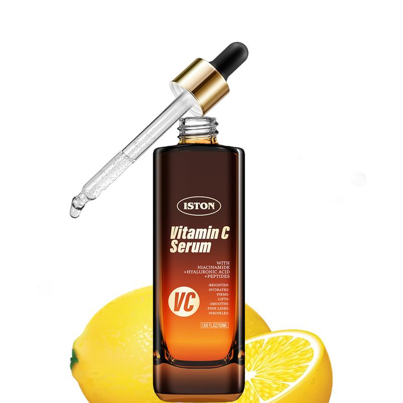 ISTON Ultra-Moisturizing Vitamin C Facial Serum 50 ml with Hyaluronic Acid, Niacinamide and Peptides Pure Vitamin C Facial Serum for the face, anti-aging, lightens dark spots, evens skin tone and eliminates fine lines and wrinkles.