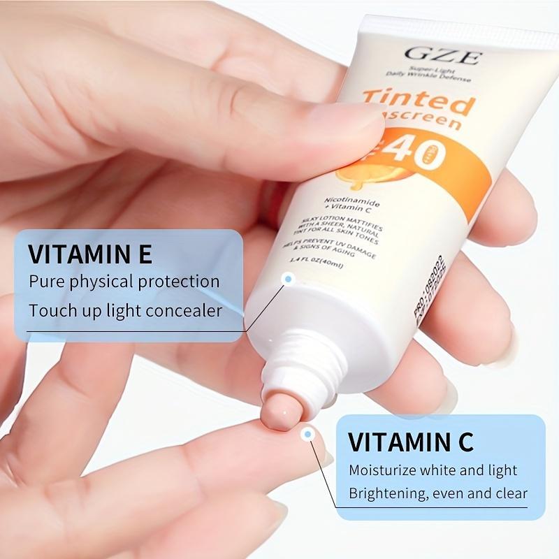 Vitamin C Tinted Sunscreen with SPF 40, Hydrating Mineral Sunscreen with Zinc Oxide & Titanium Dioxide, Healthy Glow Sun Care Product