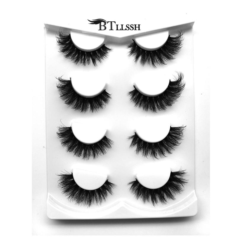 4 Pairs Full Eyelashes Thick Curling False Eyelashes, 17mm Fluffy Eyelashes For Party Eye Makeup, Christmas Gift