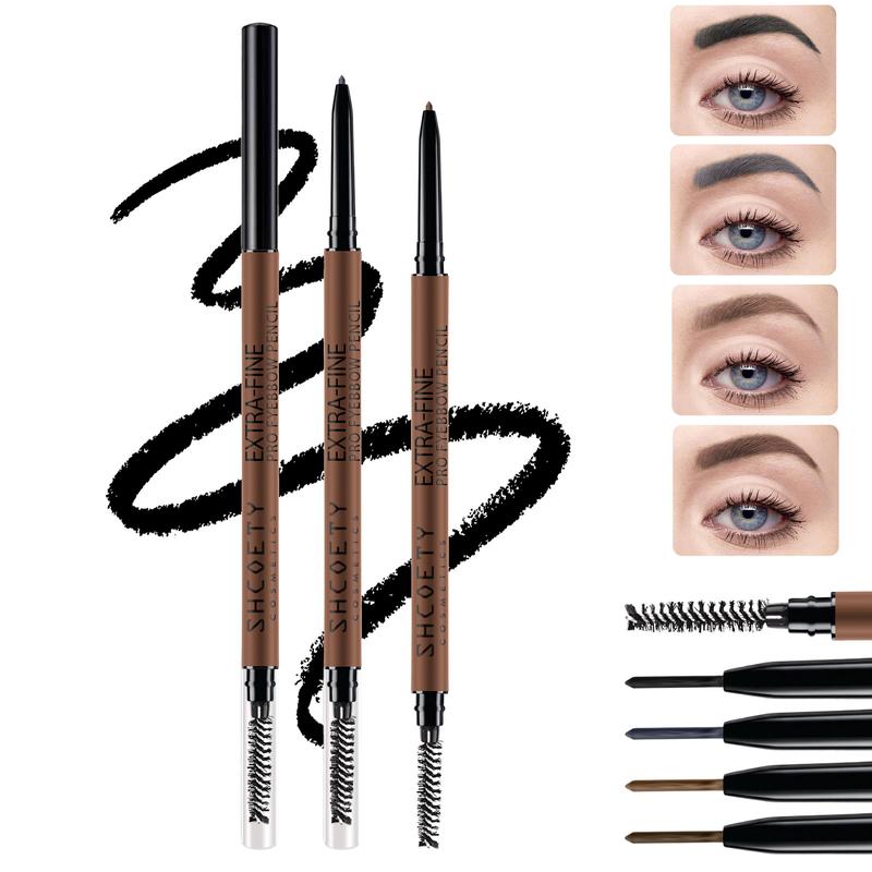 SHCOETY Double head ultra-Fine Eyebrow Pencil 4-color natural long-lasting waterproof, sweat resistant and non-smudding ultra-fine core Makeup Cosmetic