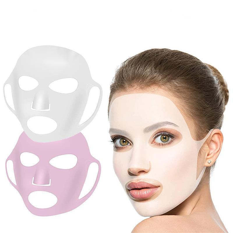 Reusable Silicone Face Mask Set, 8 Counts Silicone Face Patch & 2 Counts Face Mask Shield, Face Lifting Mask Set, Skin Care Tool for Women