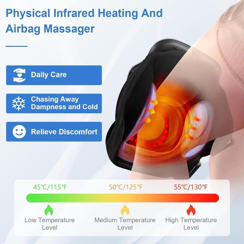 Knee Massager, Heat and Vibration, Adjustable Temperature, with Clear LED Screen, Portable Rechargeable Massager for Knee Discomfort, Muscle Relaxation Gift Cordless