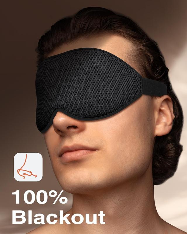 Sleep Mask for Side Sleeper, Eye Mask for Sleeping Women Men, 3D Contoured Cup No Eye   Light Blocking Sleeping Mask with Adjustable Strap Night Blindfold Flight, Travel, Nap, Black